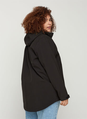 Softshell jacket with removable hood, Black, Model image number 1