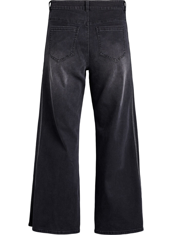 Wide fit jeans with vertical denim details, Dark Grey, Packshot image number 1