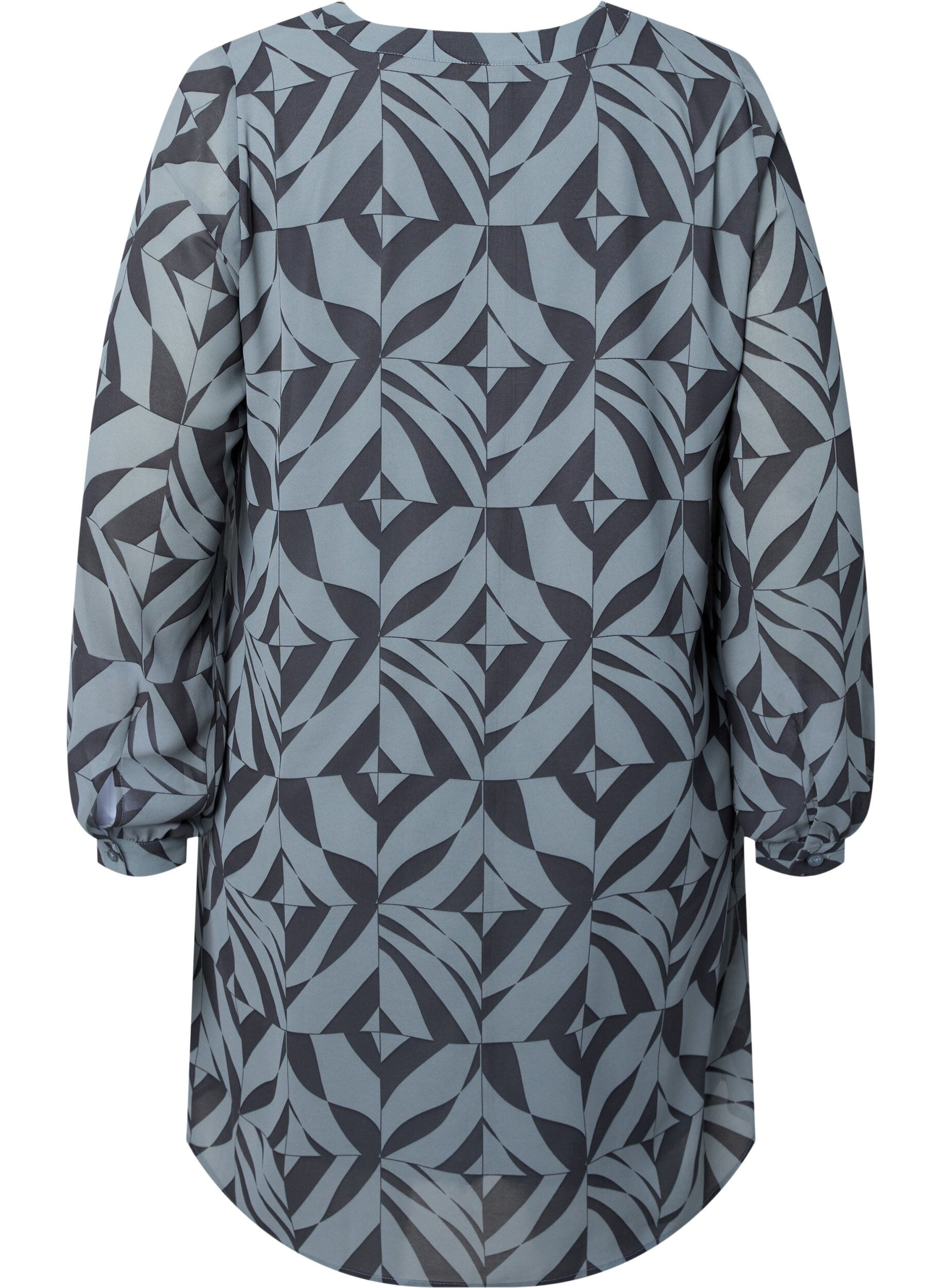 Zizzifashion Long-sleeved dress with V-neck, Graphic Leaf, Packshot image number 1