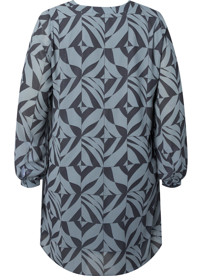 Long-sleeved dress with V-neck, Graphic Leaf, Packshot image number 1