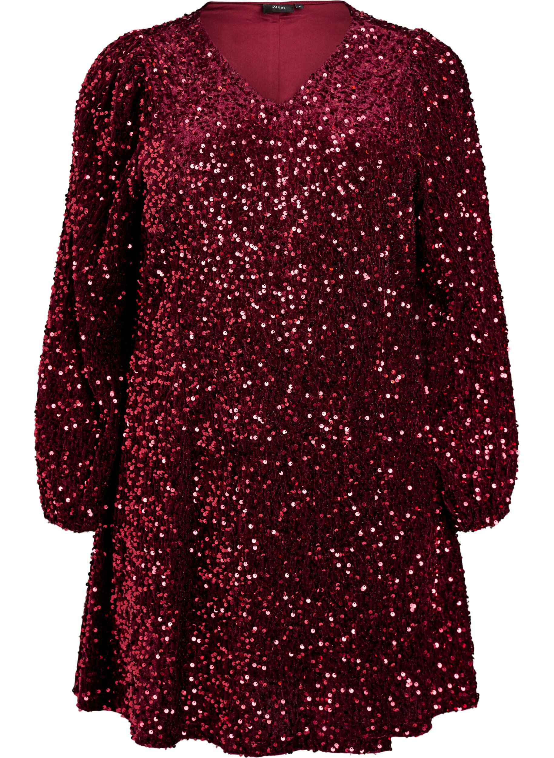 ZizzifashionShort A-line sequin dress, Red, Packshot image number 0
