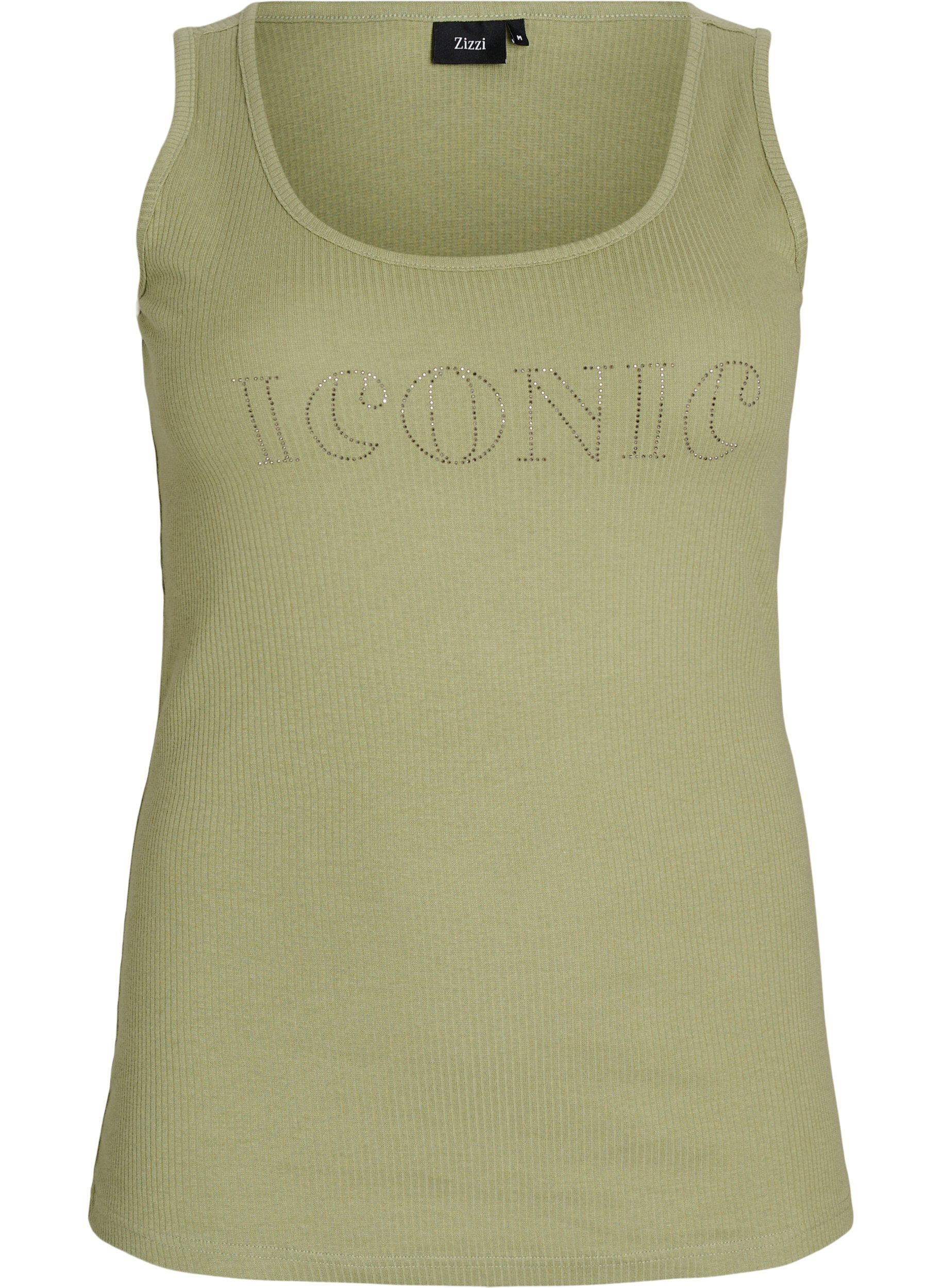 Slim-fit tank top with rhinestones