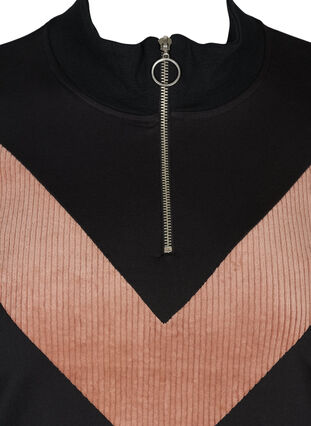 Sweatshirt with zip, Black w. Burlwood, Packshot image number 2