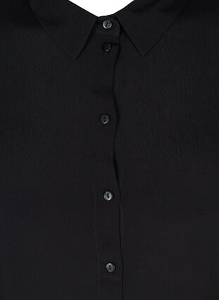 Short-sleeved viscose tunic with buttons, Black, Packshot image number 2