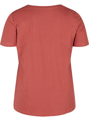 Basic t-shirt with v-neck, Marsala, Packshot image number 1