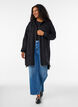 Long hooded cardigan with zipper, Black, Model image number 1