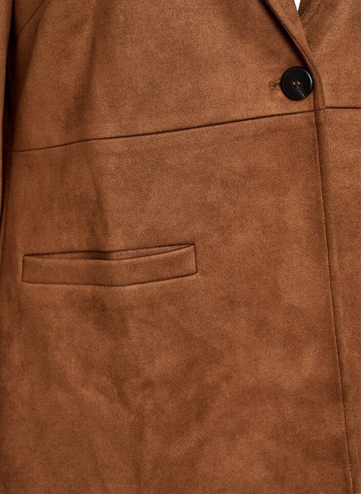 Faux suede blazer, Brown, Packshot image number 2