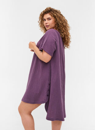 Short-sleeved cotton tunic, Vintage Violet, Model image number 1
