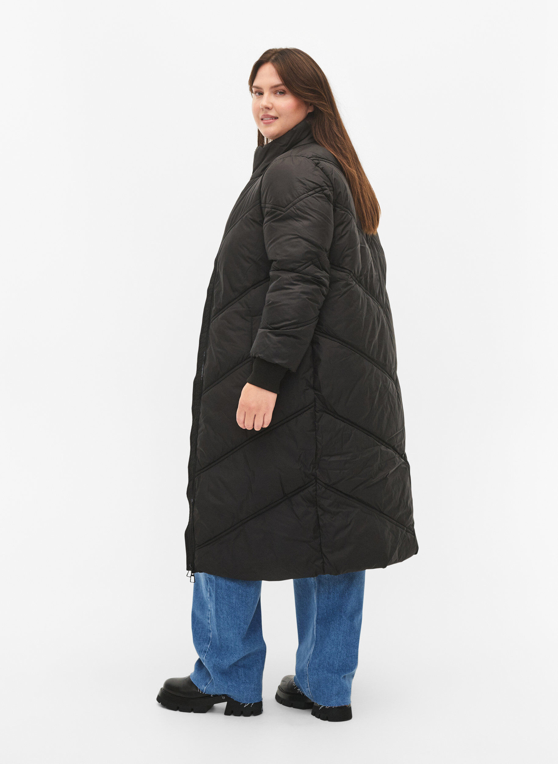Zizzifashion Long puffer winter jacket, Black, Model image number 1