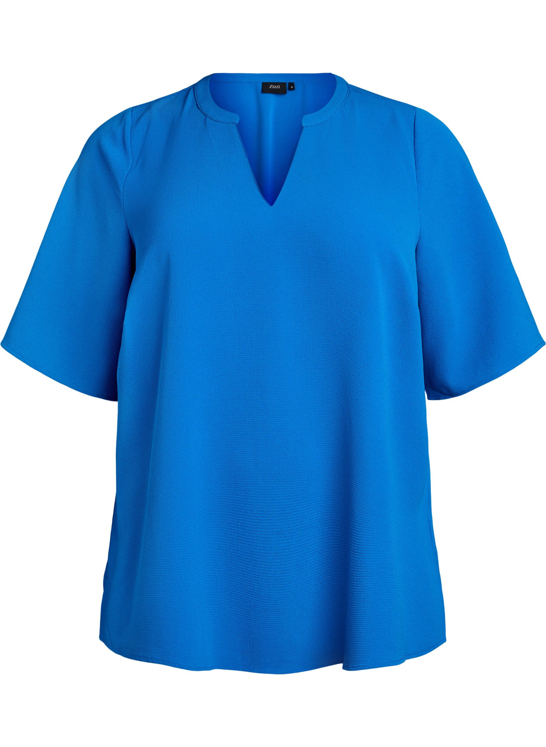 Short-sleeved blouse with V-neck