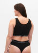 Cotton bra with v-neckline and text print, Black, Model image number 2