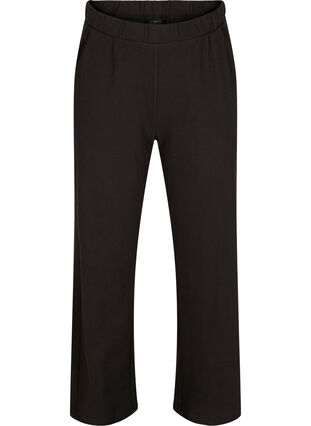 Structured cotton wide leg trousers, Black, Packshot image number 0