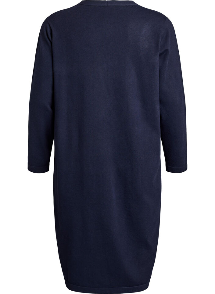 Long, open cardigan with pockets, Blue, Packshot image number 1