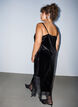 Velvet dress with lace and side slit, Black, Model image number 1