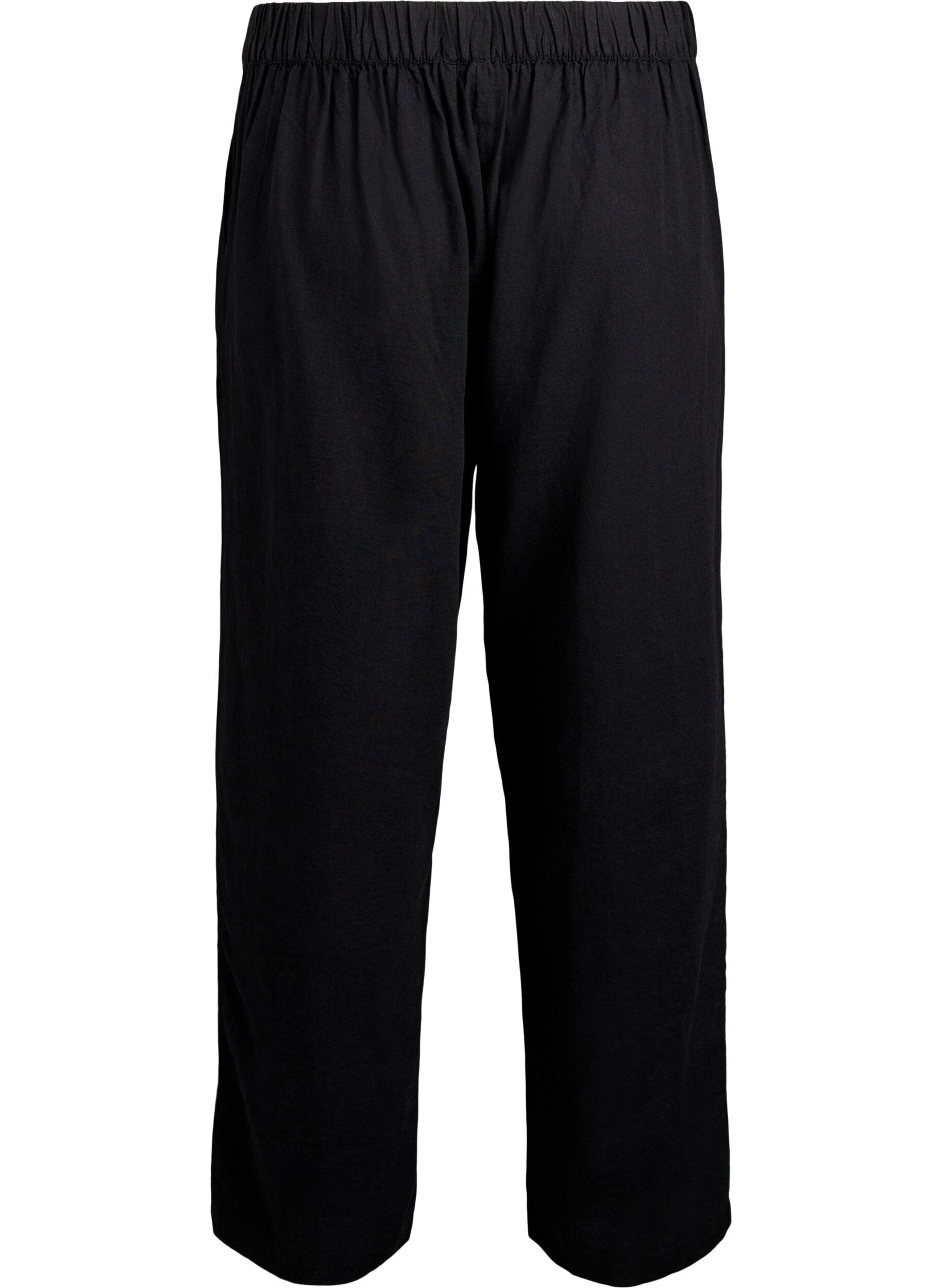 Zizzifashion Loose trousers in linen and viscose, Black, Packshot image number 1