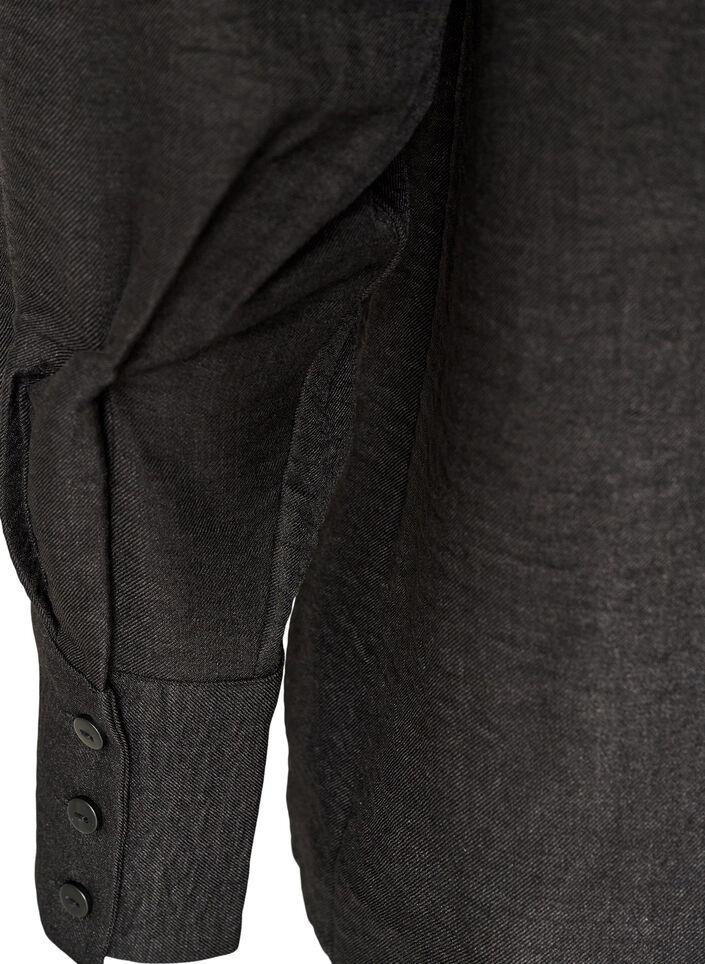 Loose shirt with V-neck, Black, Packshot image number 3