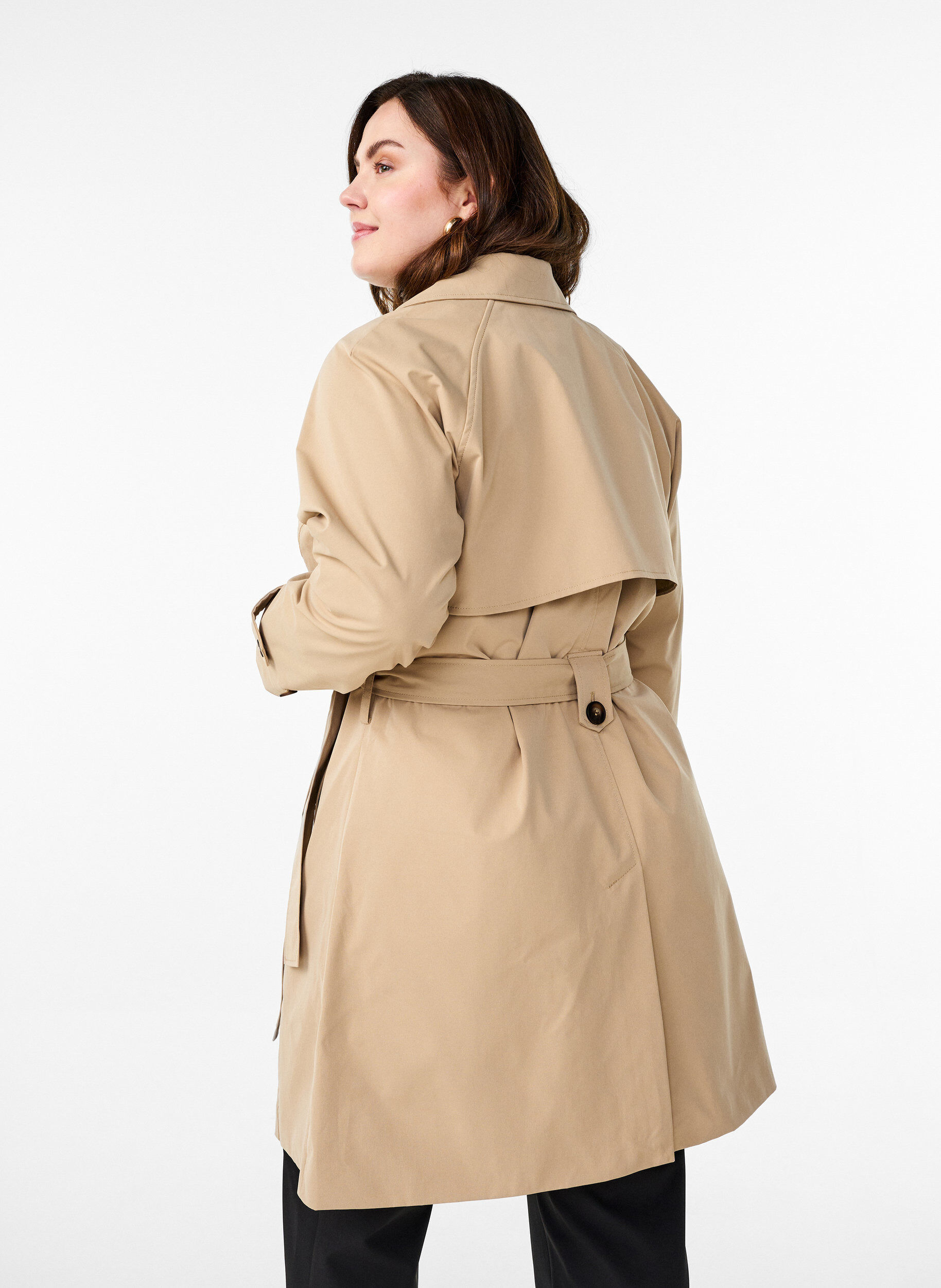 Zizzifashion Mid-length trench coat with belt, Incense, Model image number 1