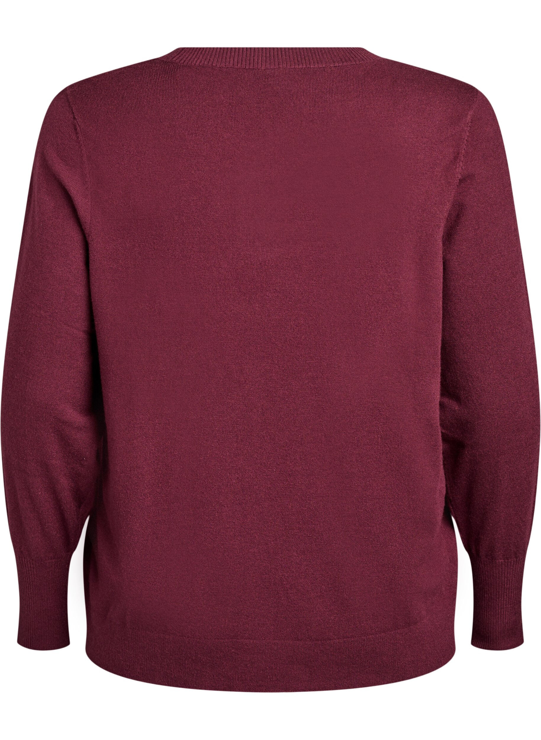 ZizzifashionKnitted blouse with a round neck, Red, Packshot image number 1