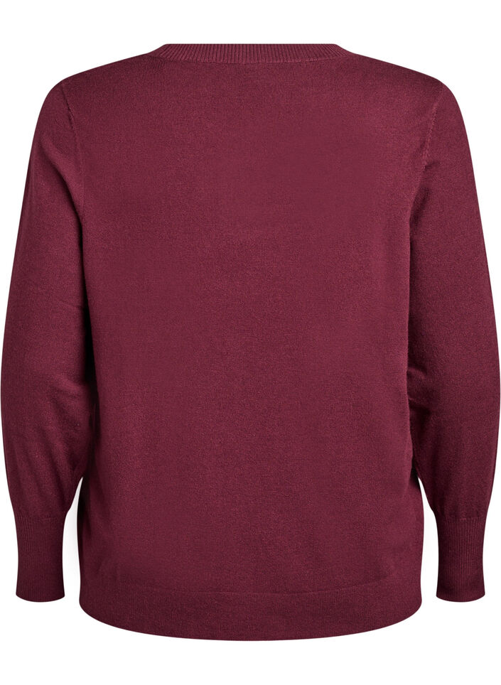 Knitted blouse with a round neck, Red, Packshot image number 1