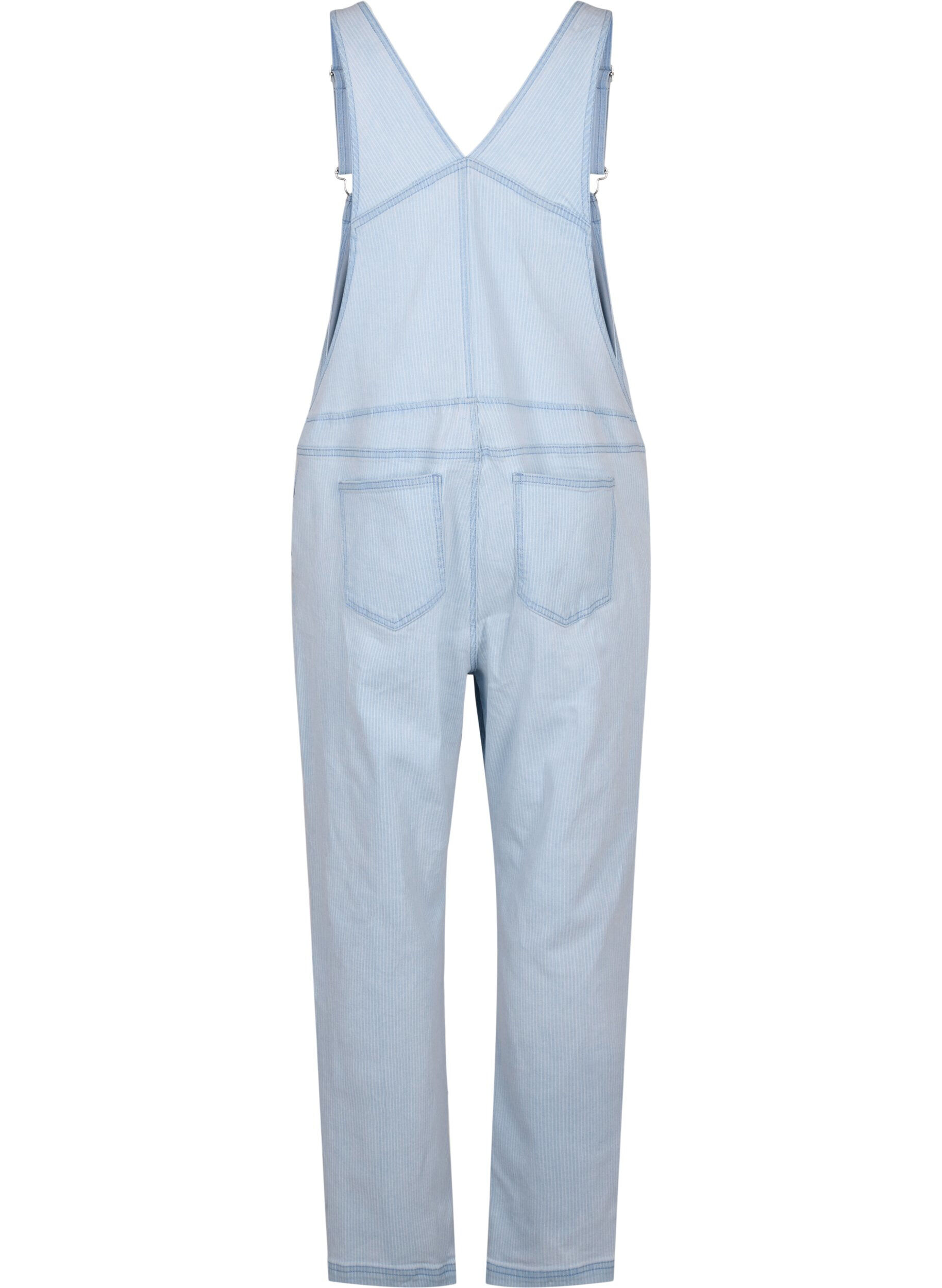 Zizzifashion Striped denim overalls, L. Blue Denim Stripe, Packshot image number 1