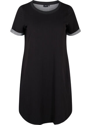 Loose-fitting sweater dress with short sleeves, Black, Packshot image number 0