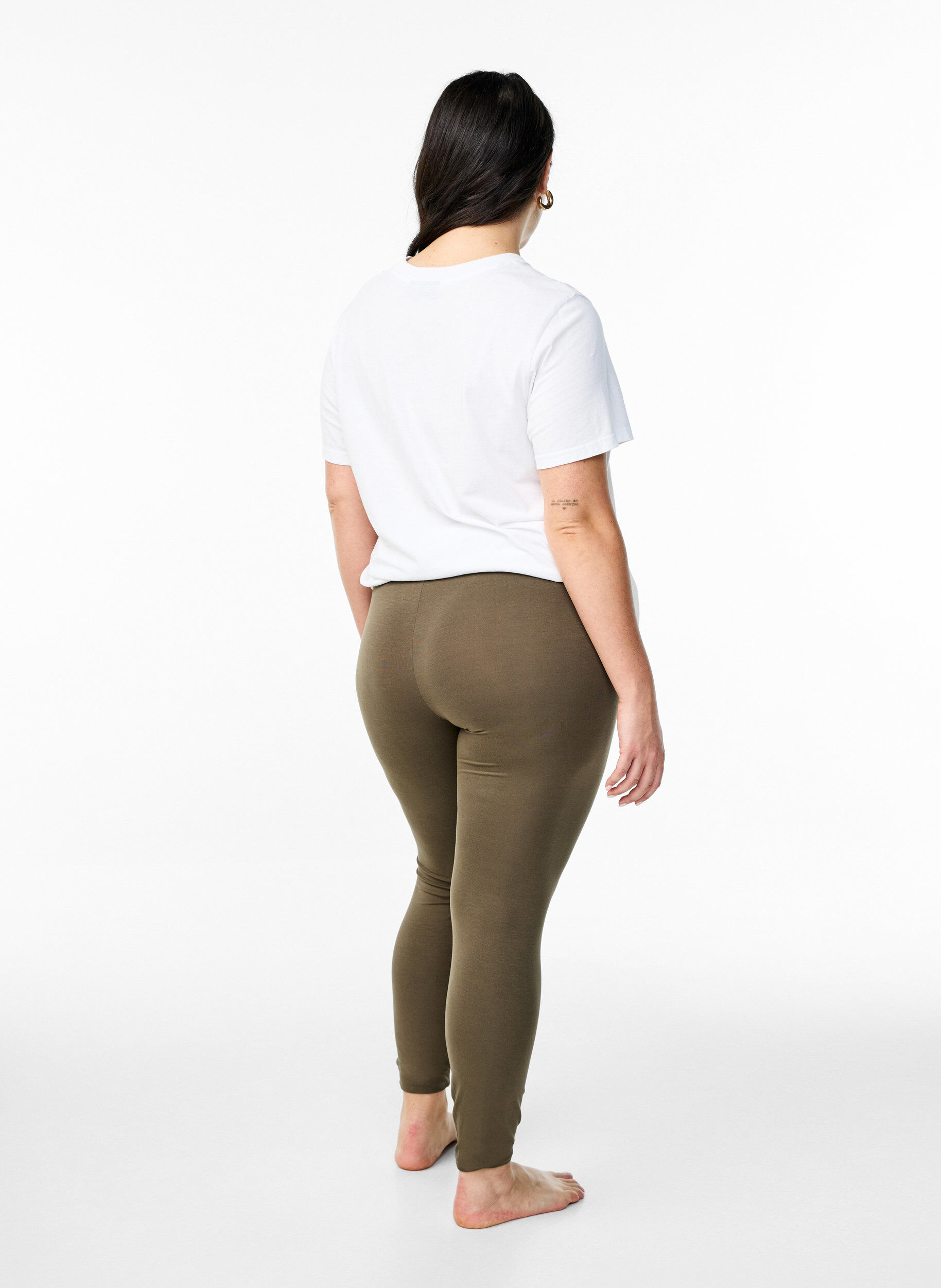 Zizzifashion Basic leggings in viscose, Green, Model image number 2