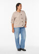 Cardigan with bow buttons and openwork pattern, Beige, Model image number 1
