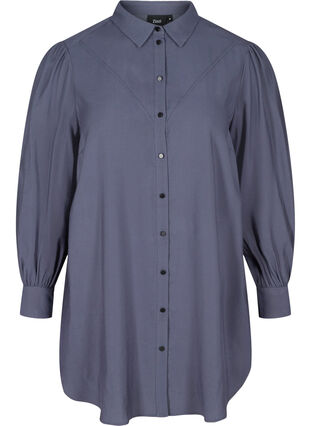 Long, solid-coloured, viscose blend shirt, Odysses Gray, Packshot image number 0