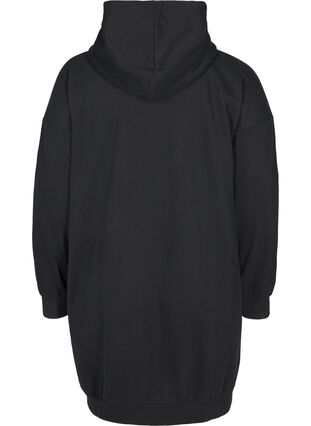 Sweater dress with a hood and zip, Black, Packshot image number 1
