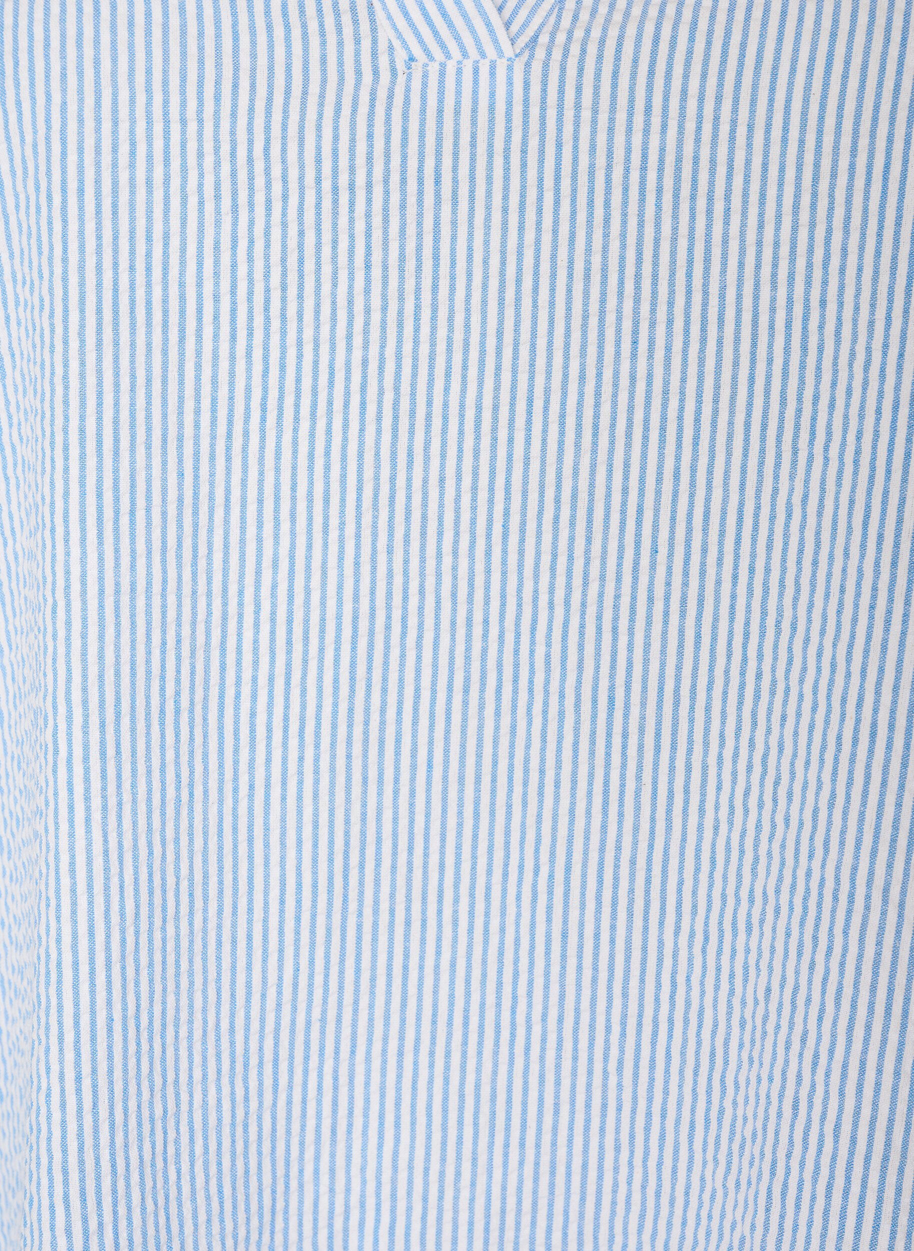 Zizzifashion Cotton tunic with stripes and ruffle details, Light Blue, Packshot image number 2