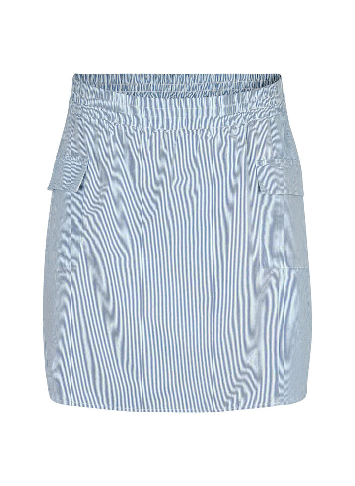 Short cotton skirt with elasticated waistband, Blue, Packshot image number 0