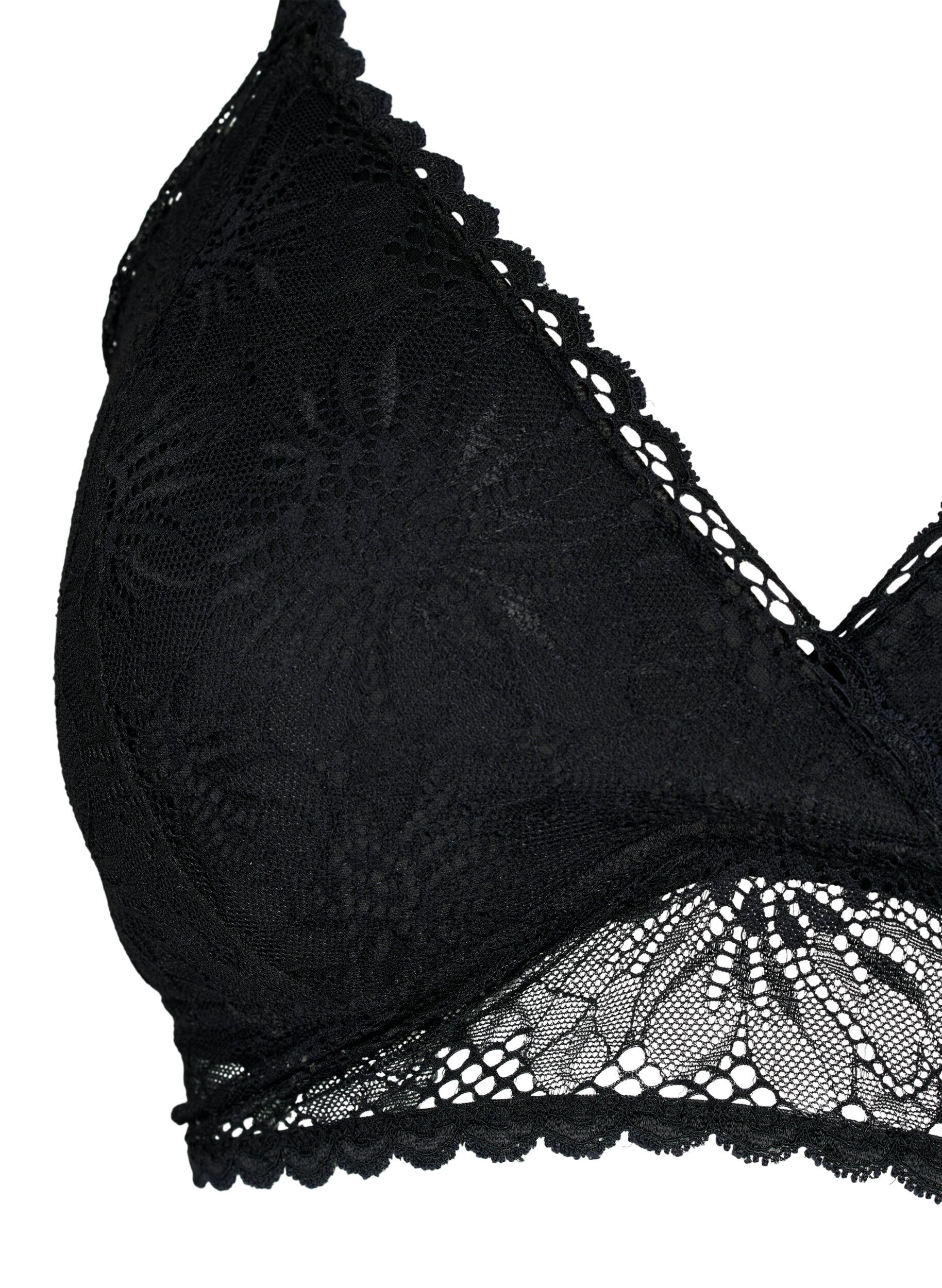Zizzifashion Lace bralette with back detail, Black, Packshot image number 2