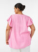 Viscose and linen blouse with ruffle sleeves, Pink, Model image number 2