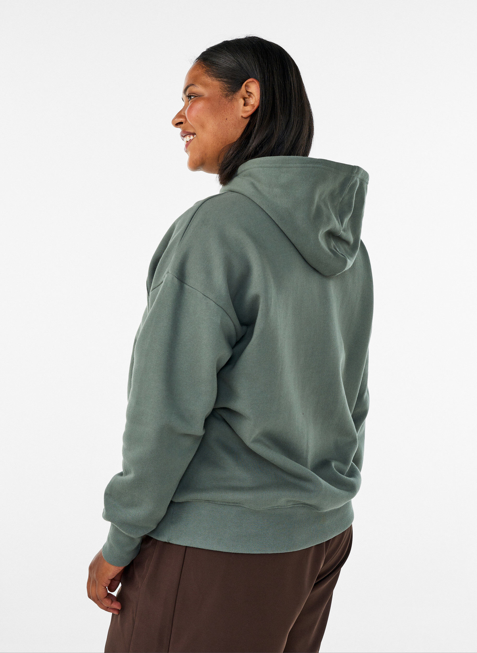 ZizzifashionHoodie with chest print, Green, Model image number 2