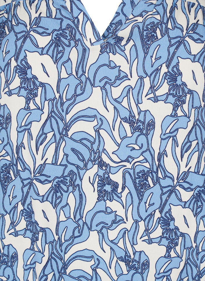 Long-sleeved blouse with print and V-neck, Vanilla, Packshot image number 2