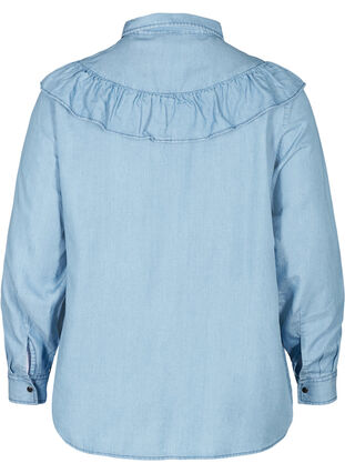 Lyocell denim shirt with ruffles, Light blue denim ASS, Packshot image number 1