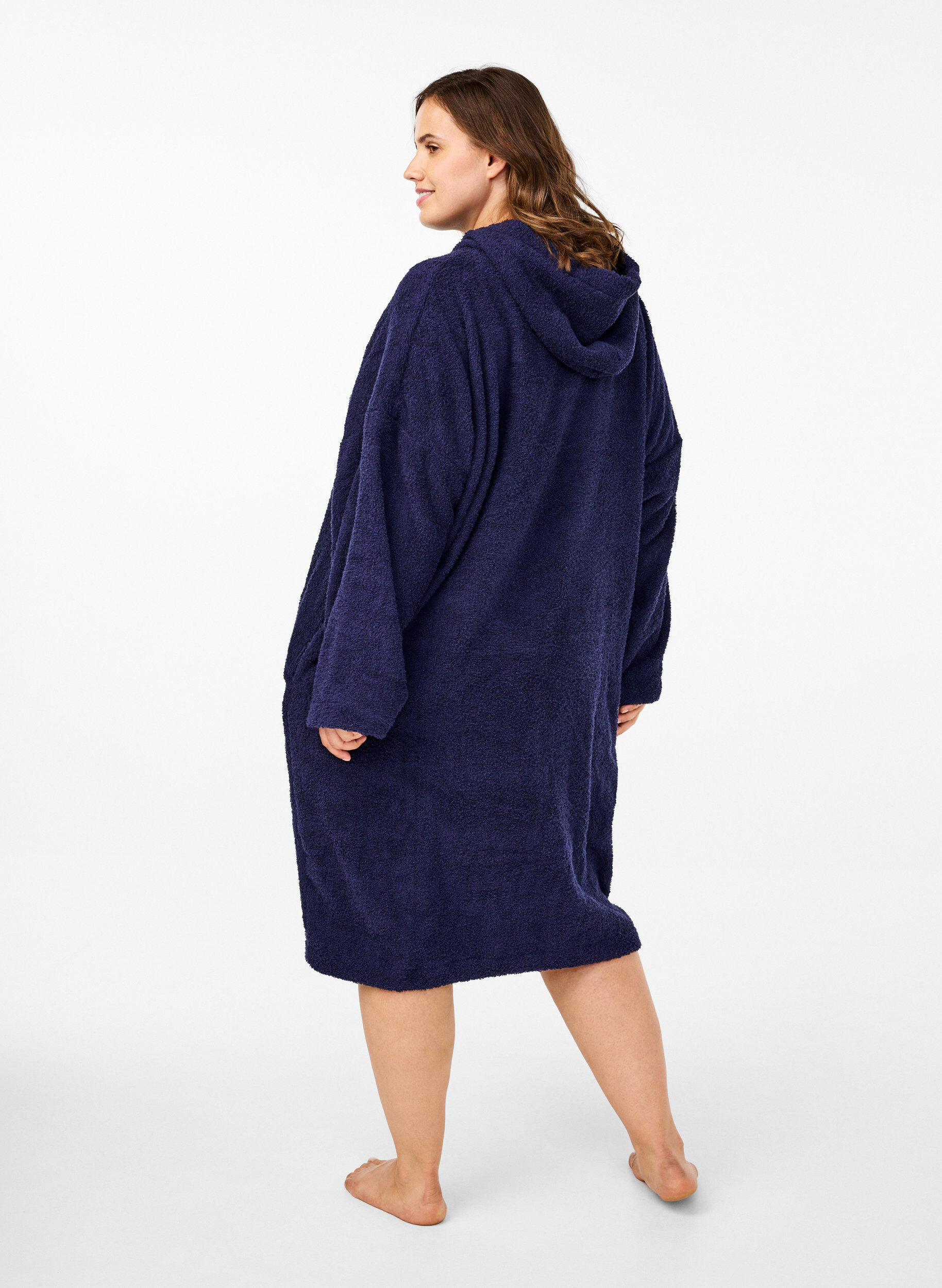 Zizzifashion Terry poncho with hood, Navy Blazer, Model image number 1