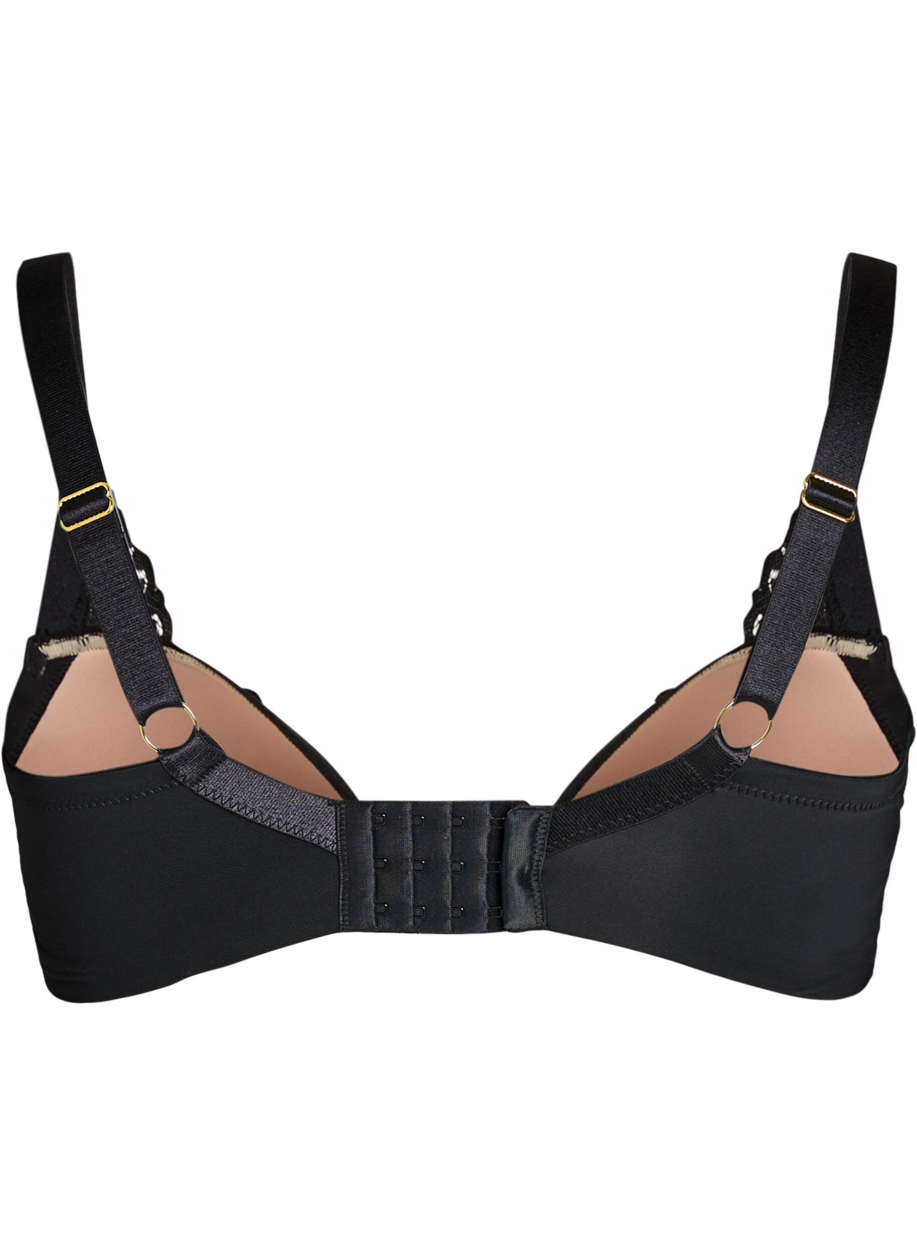 ZizzifashionMoulded underwired bra with floral lace, Black, Packshot image number 1