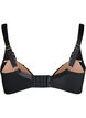 Moulded underwired bra with floral lace, Black, Packshot image number 1
