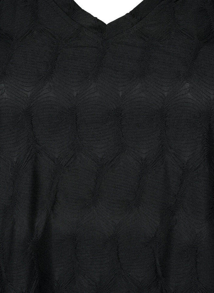 FLASH - Long sleeve blouse with structure, Black, Packshot image number 2