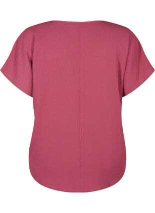 Short sleeved blouse with round neckline, Dry Rose, Packshot image number 1