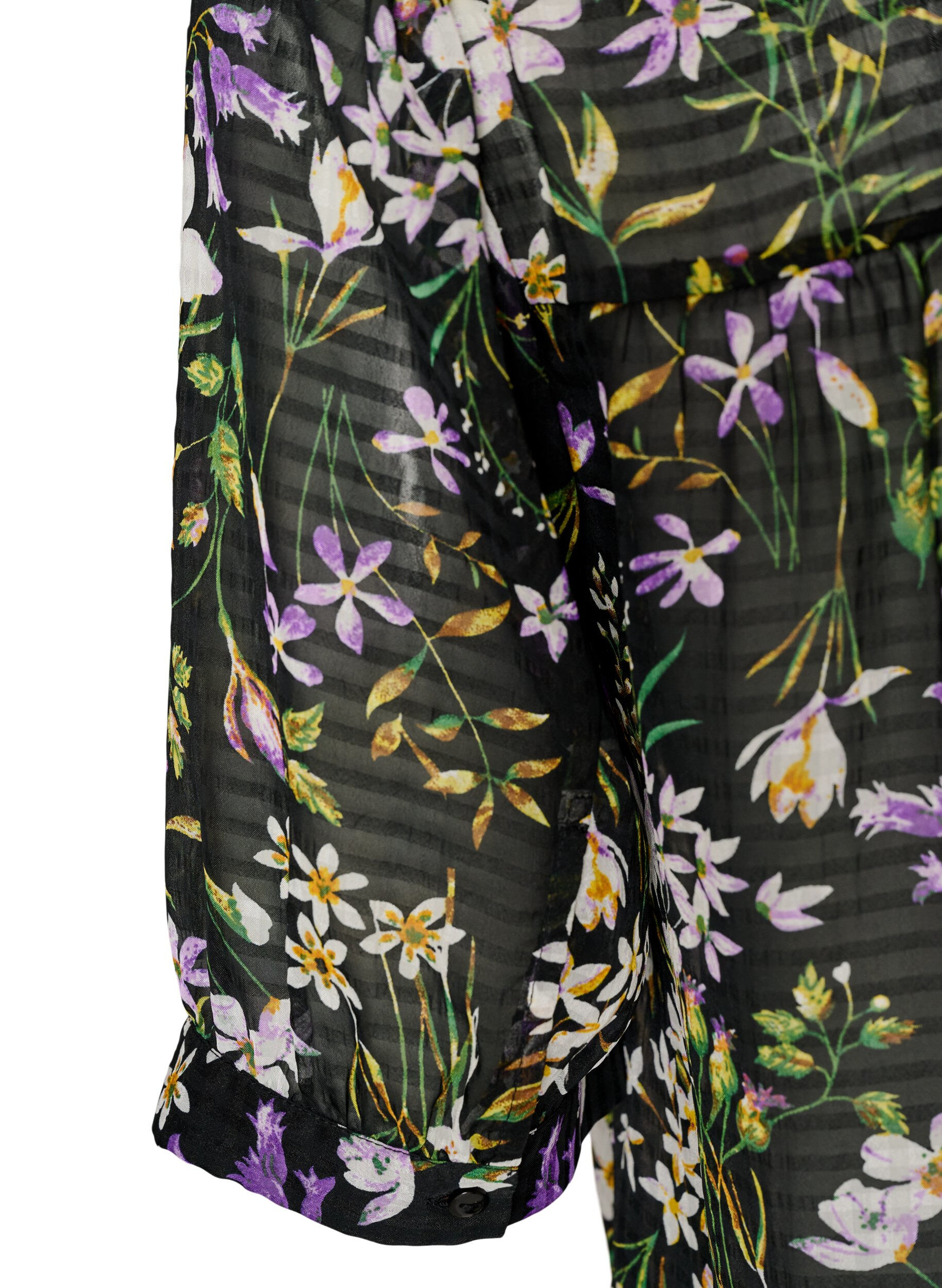 Zizzifashion Blouse with floral print and V-neck, Black, Packshot image number 3