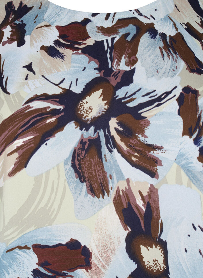 Long-sleeved blouse with print and button, Grey Flower AOP, Packshot image number 2