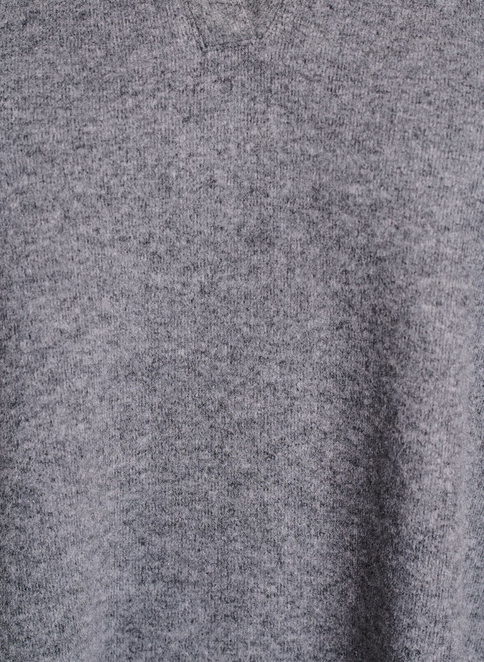 Knee-length jersey dress with a V-neck and collar, Dark Grey, Packshot image number 2
