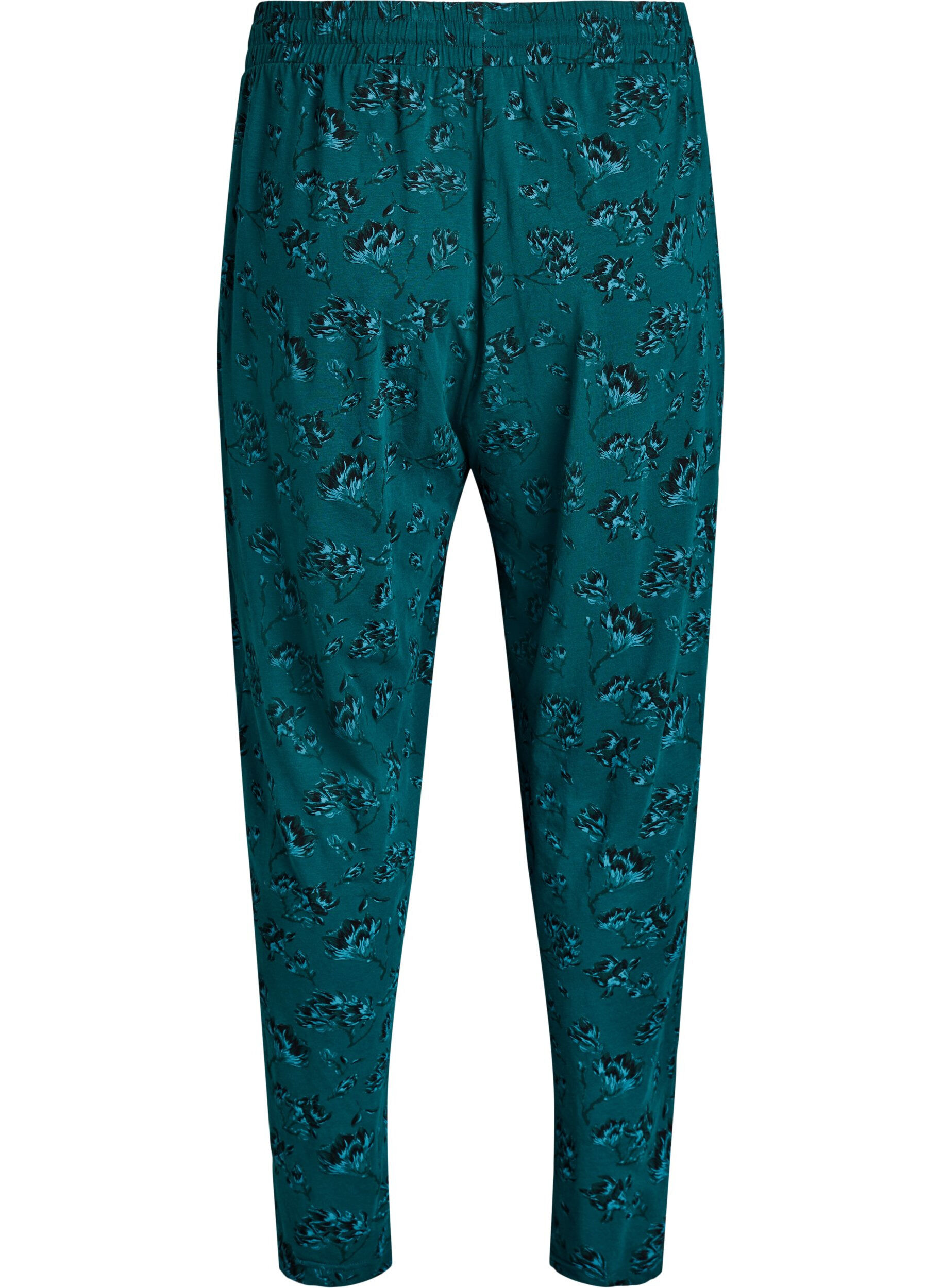 Zizzifashion Cotton pyjamas pants with print, Turquoise, Packshot image number 1