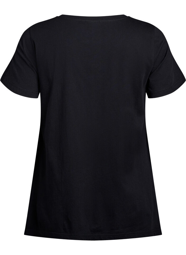 T-shirt with a round neck and A-line shape, Black, Packshot image number 1