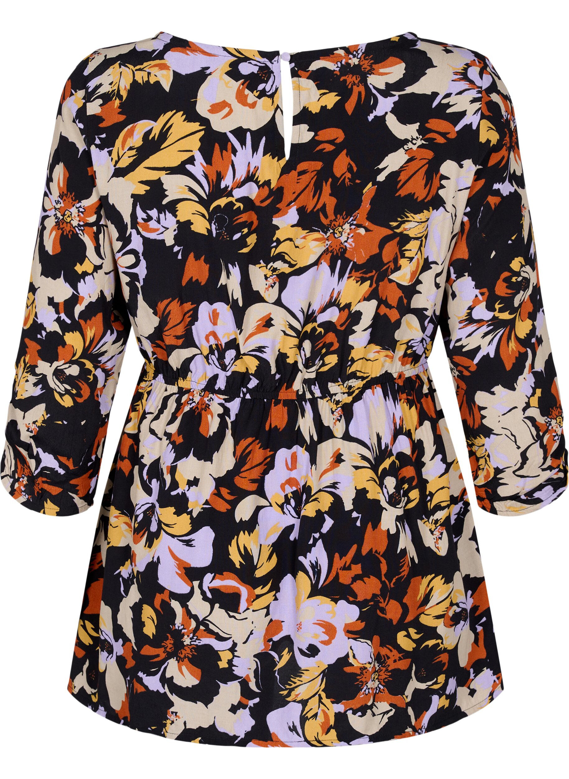 Zizzifashion Maternity blouse in viscose and floral print, Black Flower AOP, Packshot image number 1