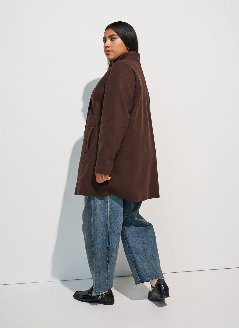Short coat with A-line shape, Brown, Model image number 2