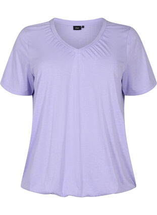 Melange t-shirt with elasticated edge, Lavender Mél, Packshot image number 0