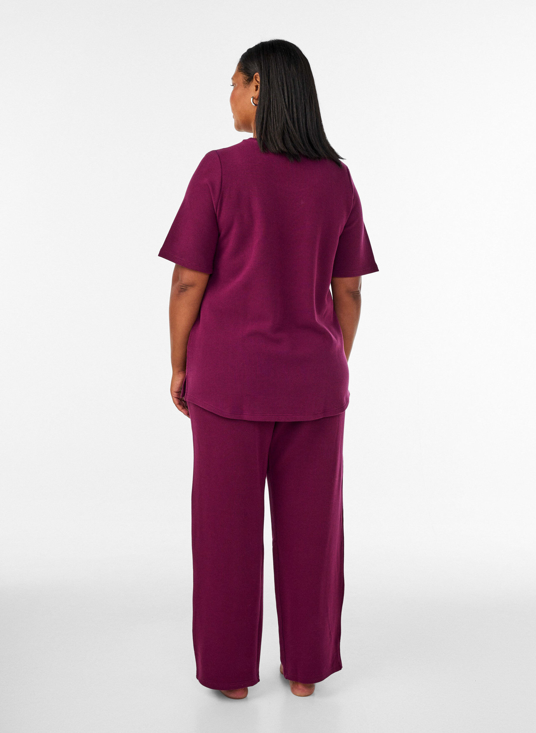 ZizzifashionLoose trousers with texture and a high waist, Red, Model image number 1